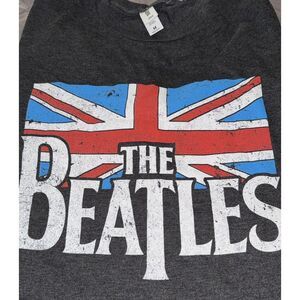 Beatles Gray British Flag Graphic Rock Tee Shirt Short Sleeve -‎ Medium